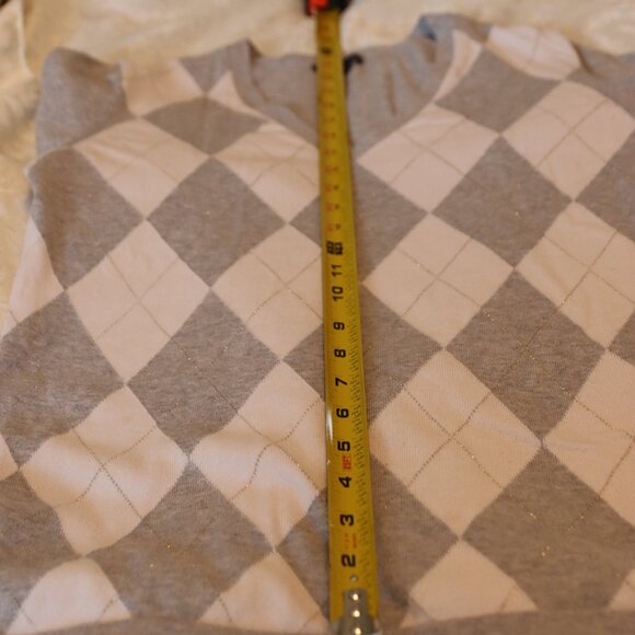 Tommy Hilfiger Womens V-Neck Argyle Sweater Sparkle Preppy Size Medium - Picture 7 of 15